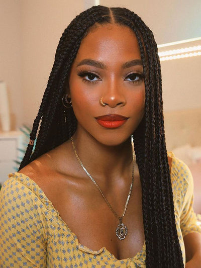 13x7 HD Single Lace Invisible Box Braids Wigs Half 36 inch Box Braid Knotless Braided Wigs Transparent Full