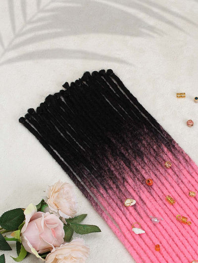 24" Ombre Pink Thick 1cm Synthetic Dreadlock Extensions 20pcs