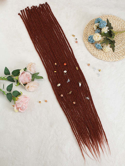 36" Darker Red Synthetic Dreadlock Extensions Thin 0.6cm 20pcs