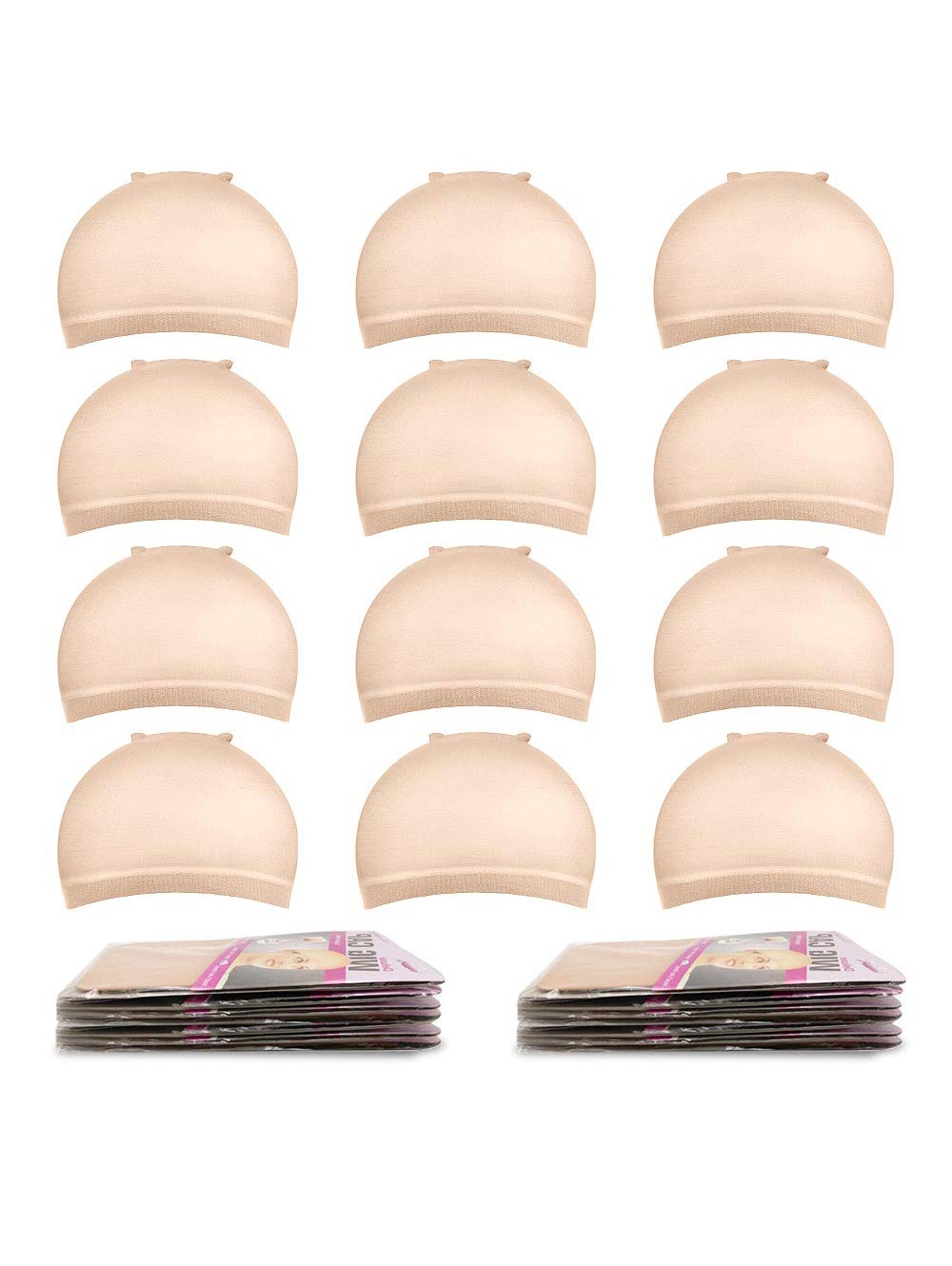 2 pieces Light Brown Stocking Wig Caps Stretchy Nylon Wig Caps for Women