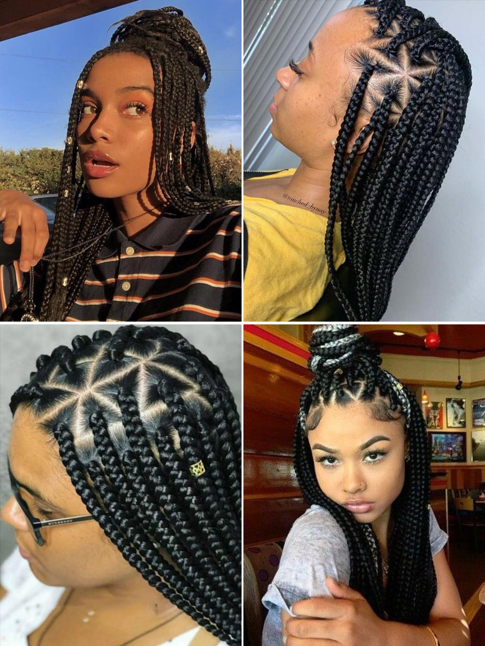 36" Full Lace Braided Wig Triangle Based Knotless Box Braid Wig Pre Plucked with Baby Hair