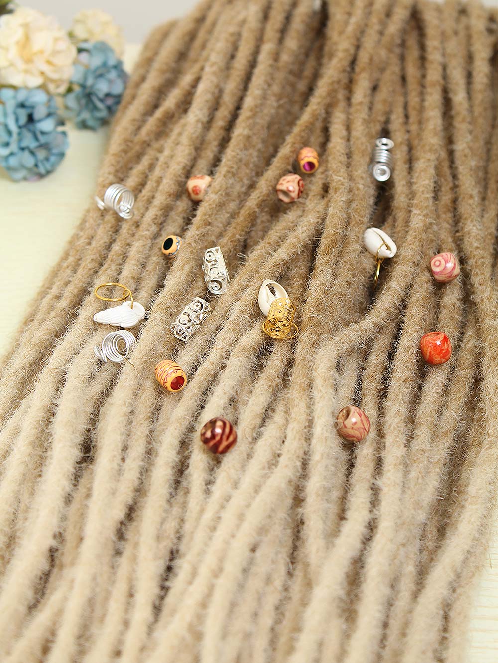 36" Ombre Light Brown to Ash Blonde Synthetic Dreadlock Extensions Thin 0.6cm 20pcs