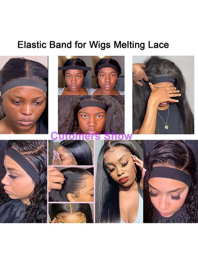 12 pcs Elastic Bands for Wig--Black